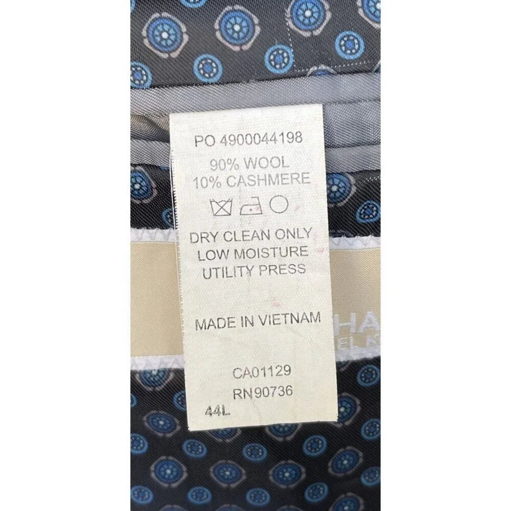 Michael Kors‎ Blazer Coat Jacket 44L Black Wool Cashmere Dressy Classic Suit